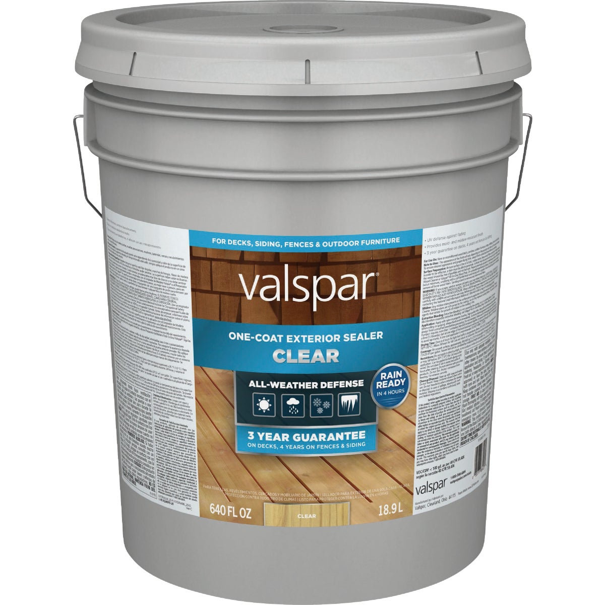 Valspar One-Coat Deck Stain, Clear, 5 Gal.