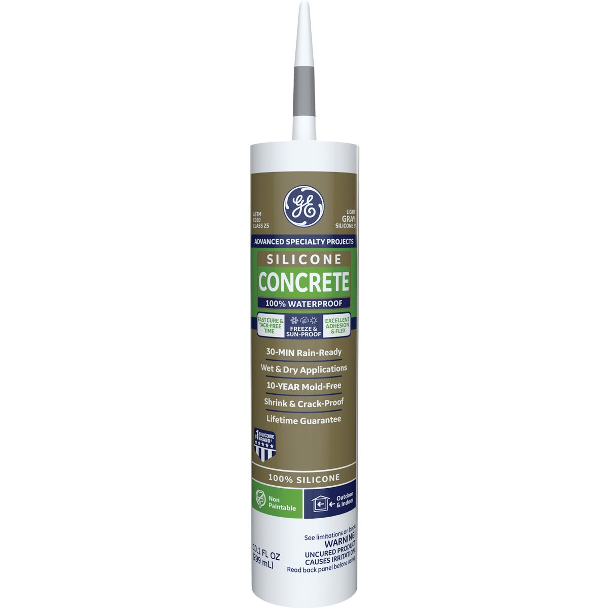 GE Concrete Silicone 2 Sealant, Gray, 10.1 Oz.