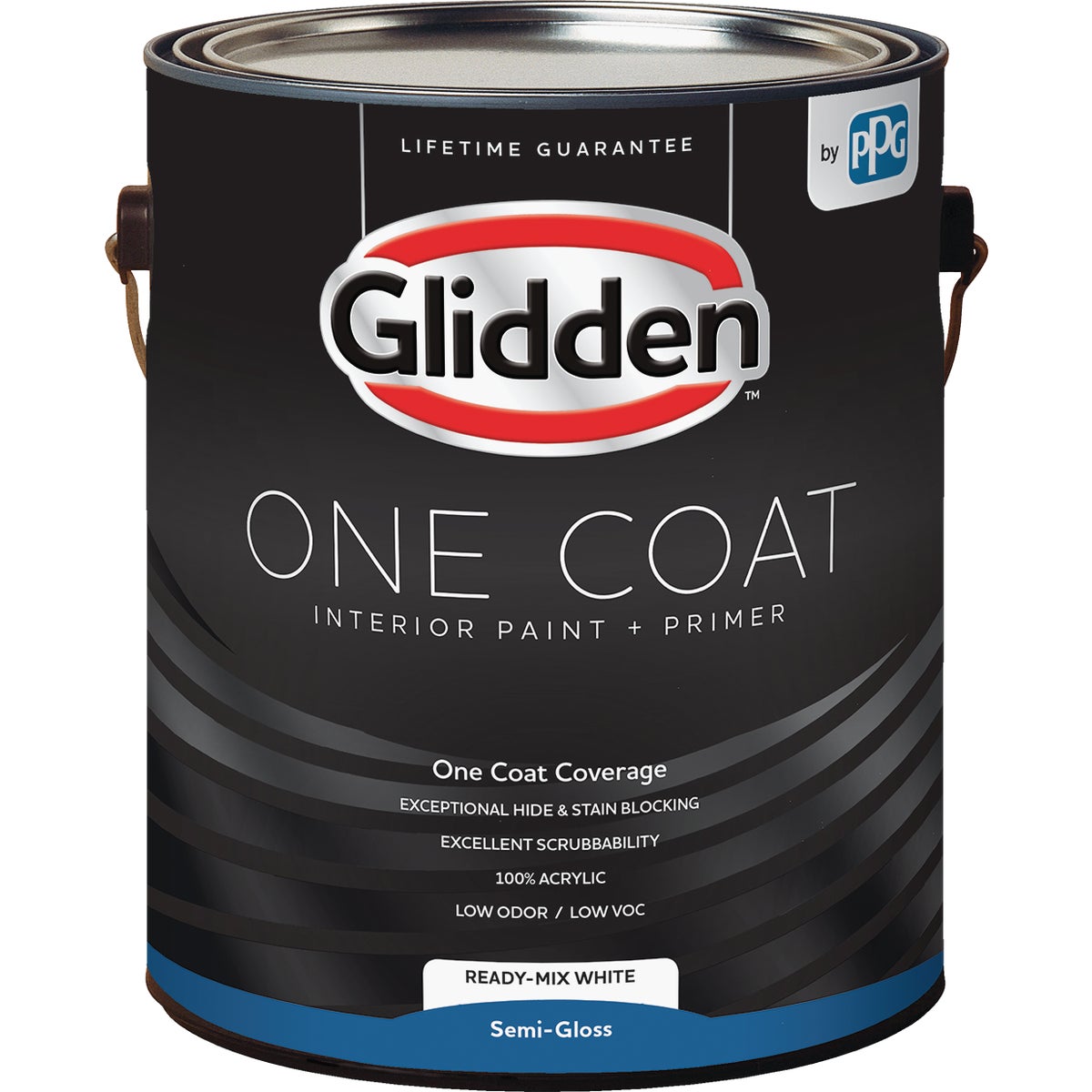 Glidden One Coat Interior Paint + Primer Semi-Gloss Ready Mix White 1 Gallon