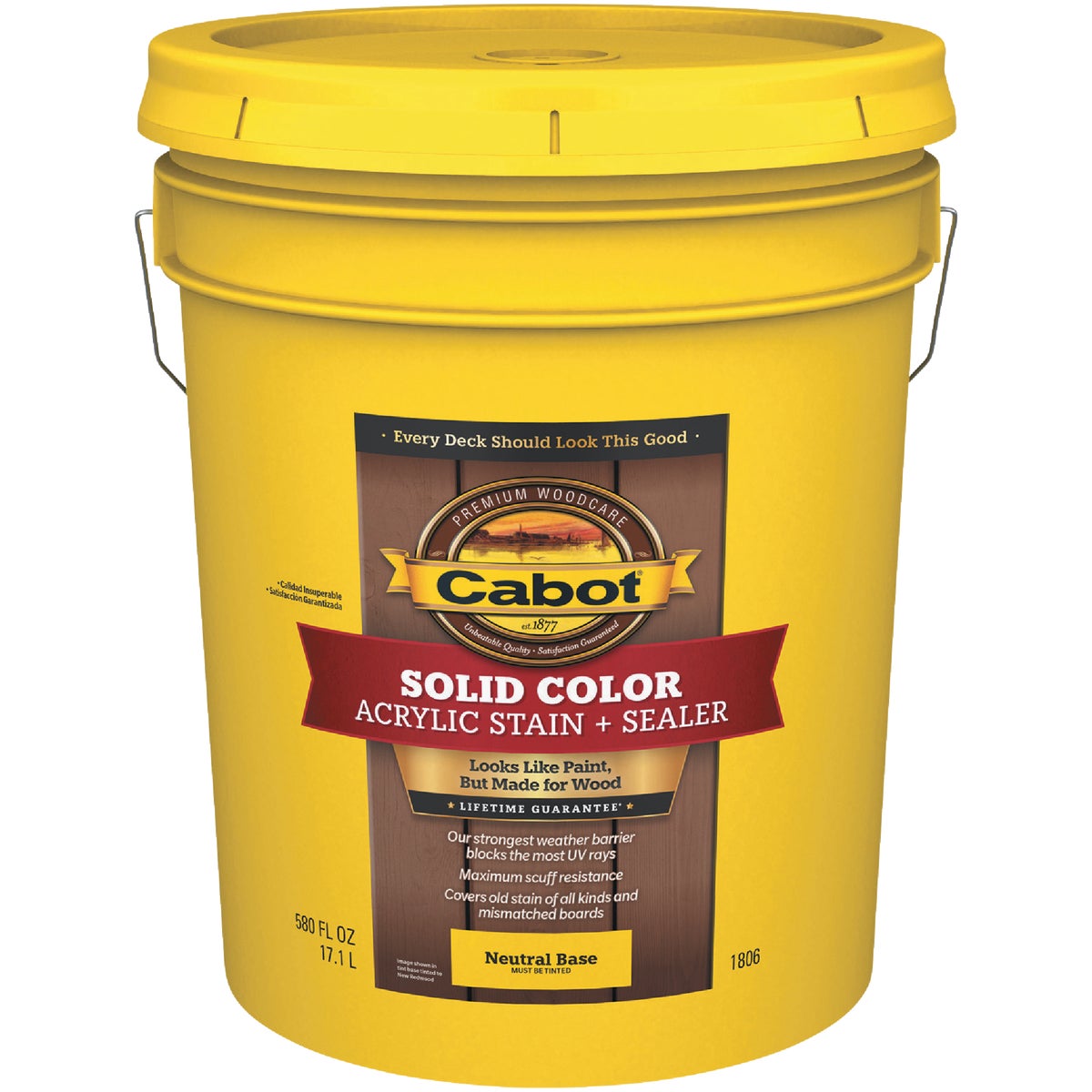 Cabot Solid Color Acrylic Decking Stain, 1806 Neutral Base, 5 Gal.