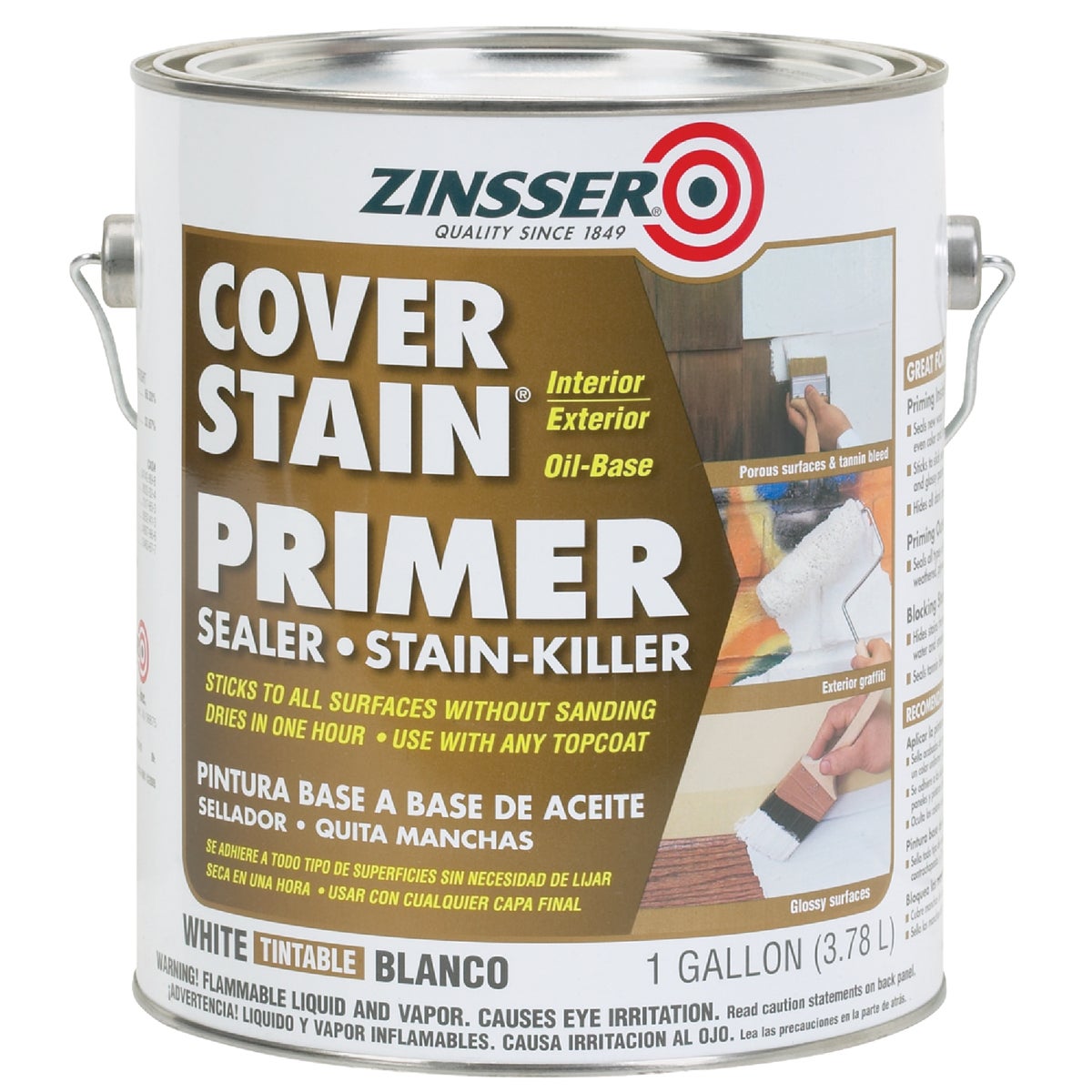 Zinsser Cover-Stain Oil-Base Interior/Exterior Sealer And Stain-Killer Primer, White, 1 Gal.