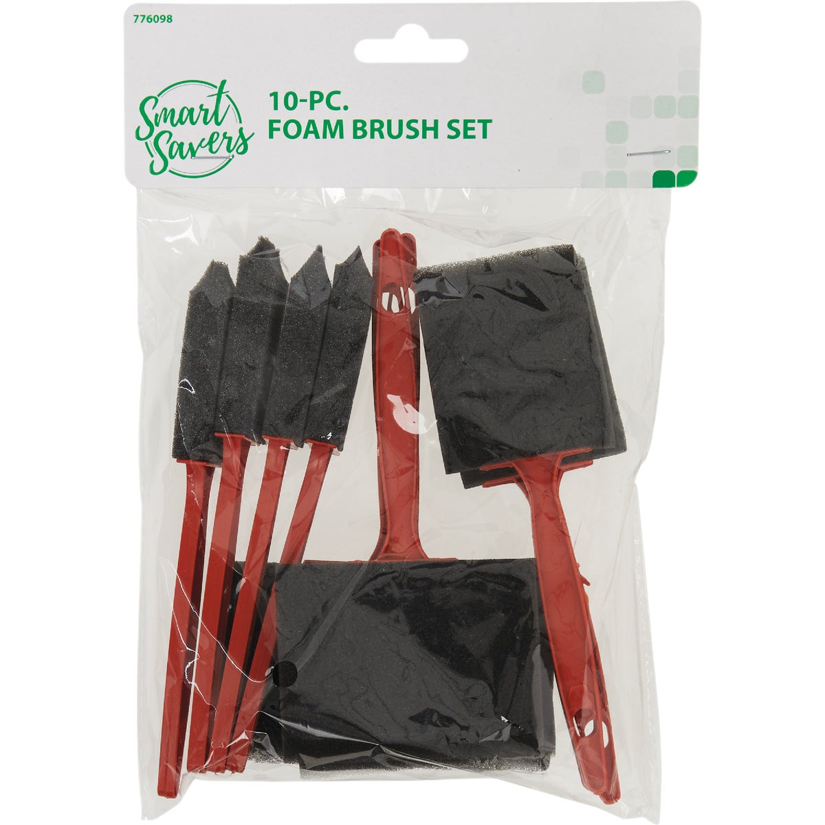 Smart Savers 1 In., 2 In., 3 In., 4 In. Foam Brush Set with Plastic Handles (10-Pieces)