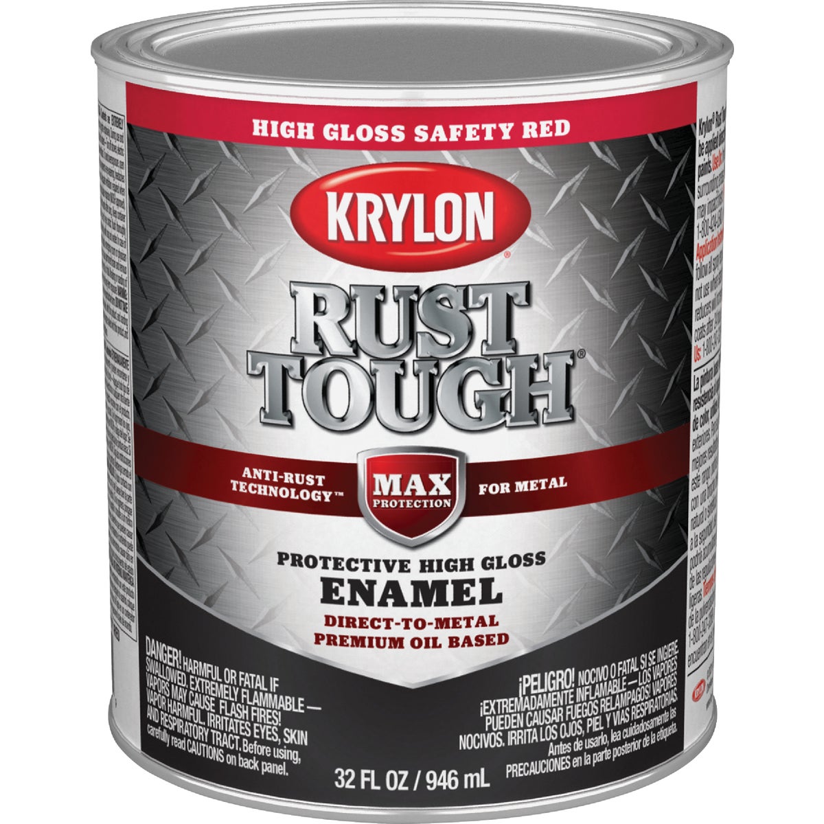 Krylon Rust Tough Gloss Anti-Rust Safety Color Rust Control Enamel, Safety Red, 1 Qt.