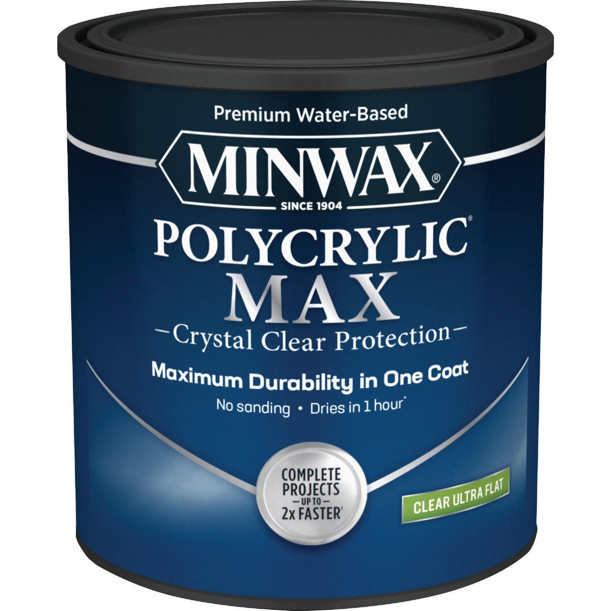 Minwax Polycrylic Max Interior Stain, Clear Ultra Flat, 1 Qt.