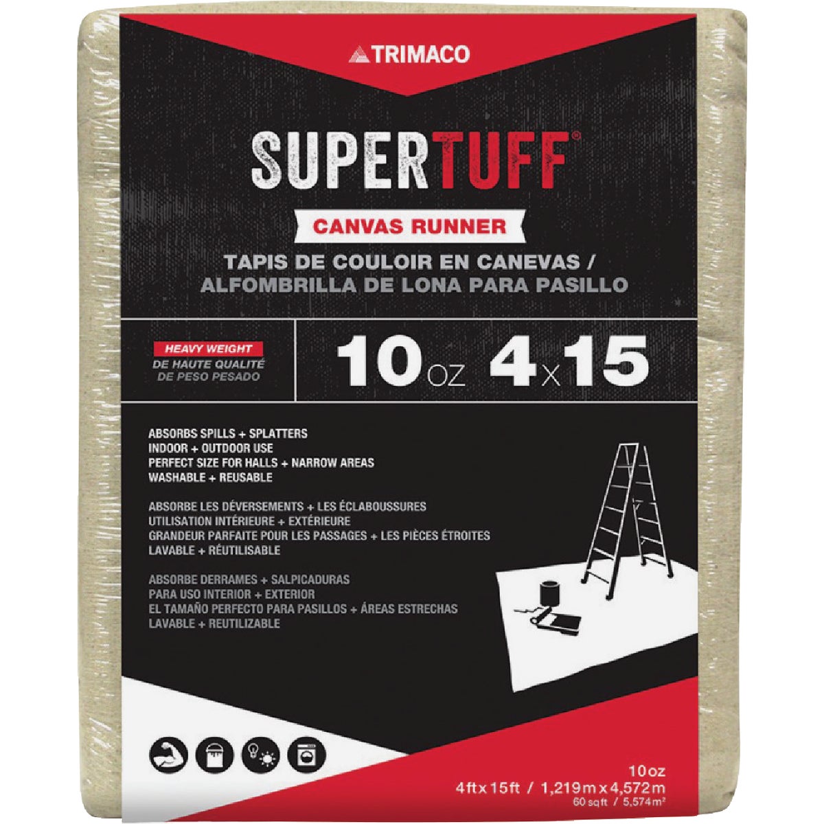 Trimaco SuperTuff Canvas 4 Ft. x 15 Ft. 10 Oz. Drop Cloth