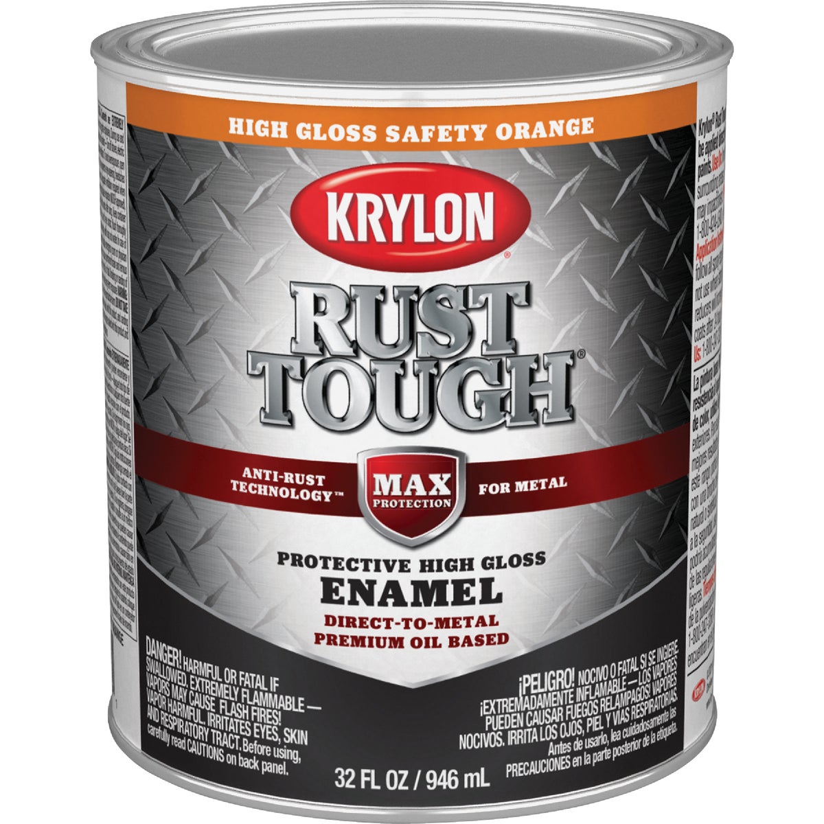 Krylon Rust Tough  Gloss Anti-Rust Safety Color Rust Control Enamel, Safety Orange, 1 Qt.