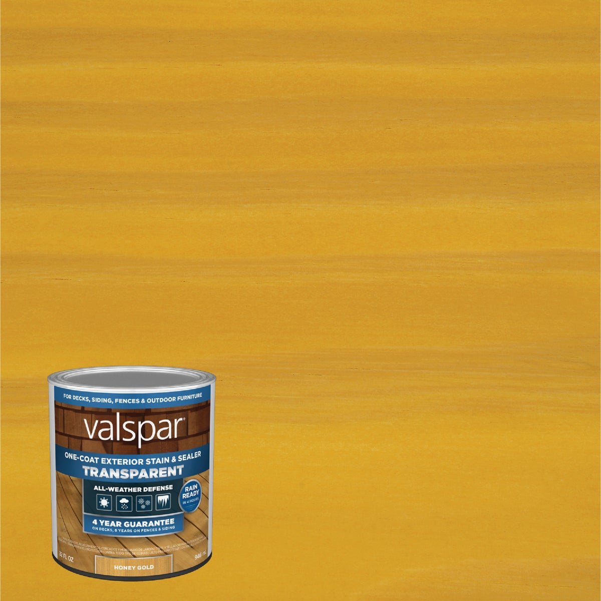 Valspar Transparent Deck Stain, Honey Gold, 1 Qt.