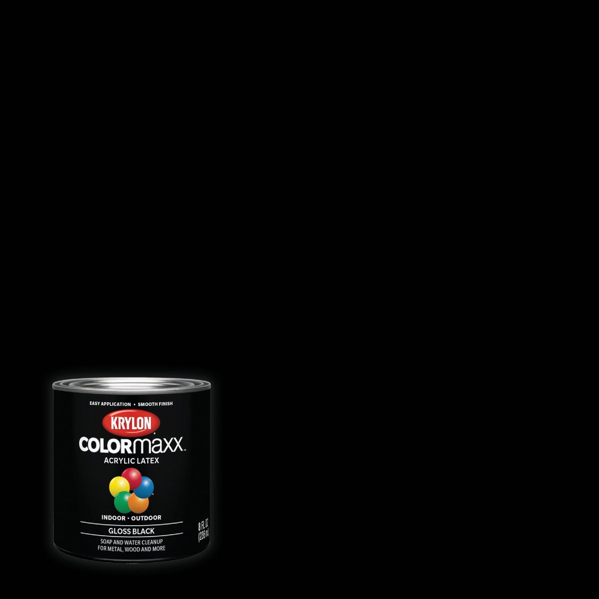 Krylon ColorMaxx Gloss Interior/Exterior Wall Paint, Black, 1/2 Pt.