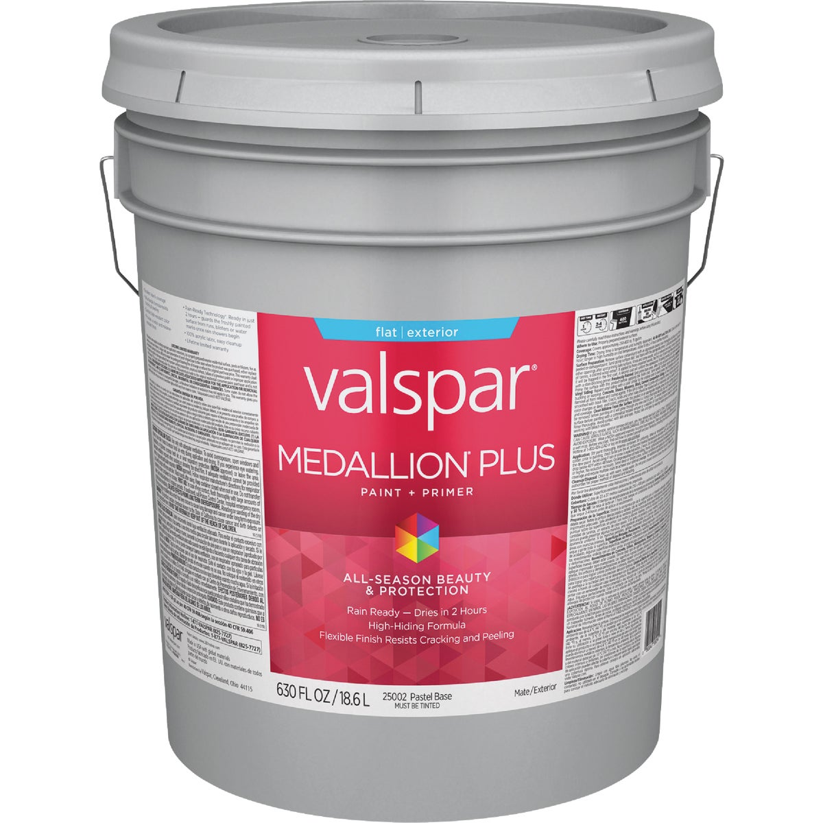  Valspar Medallion Plus Premium Paint & Primer Flat Exterior Paint, Pastel Base, 5 Gal.