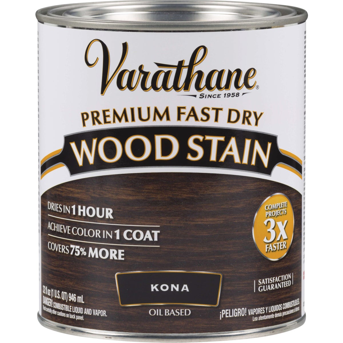 Varathane Fast Dry Kona Wood Urethane Modified Alkyd Interior Wood Stain, 1 Qt.