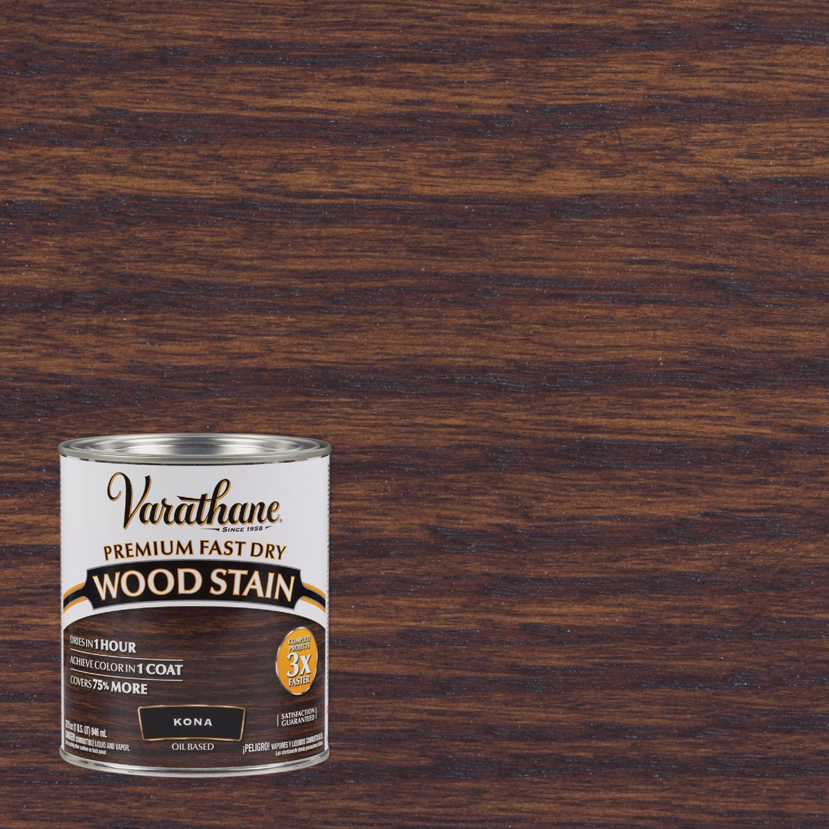 Varathane Fast Dry Kona Wood Urethane Modified Alkyd Interior Wood Stain, 1 Qt.