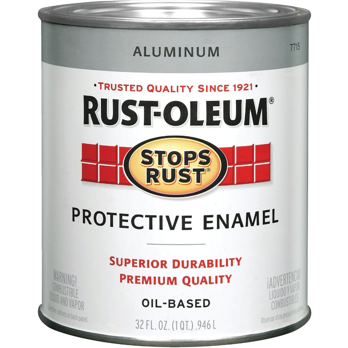 Rust-Oleum Stops Rust Oil Based Gloss Protective Rust Control Enamel, Aluminum, 1 Qt.