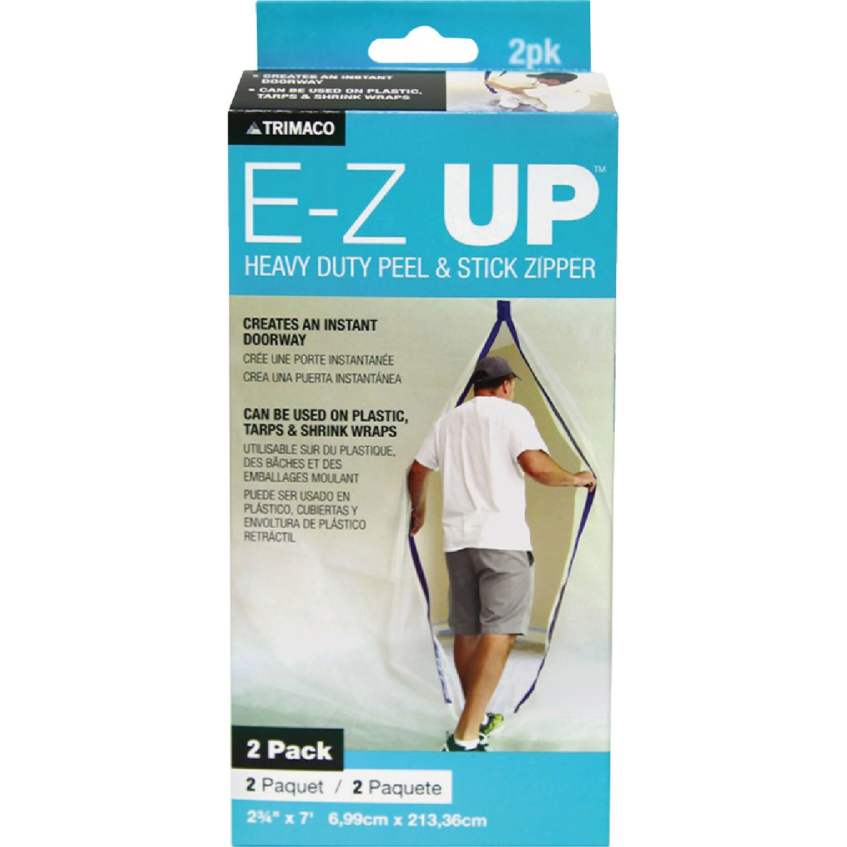 Trimaco E-Z Up Heavy Duty Peel + Stick Doorway Zipper (2-Pack)