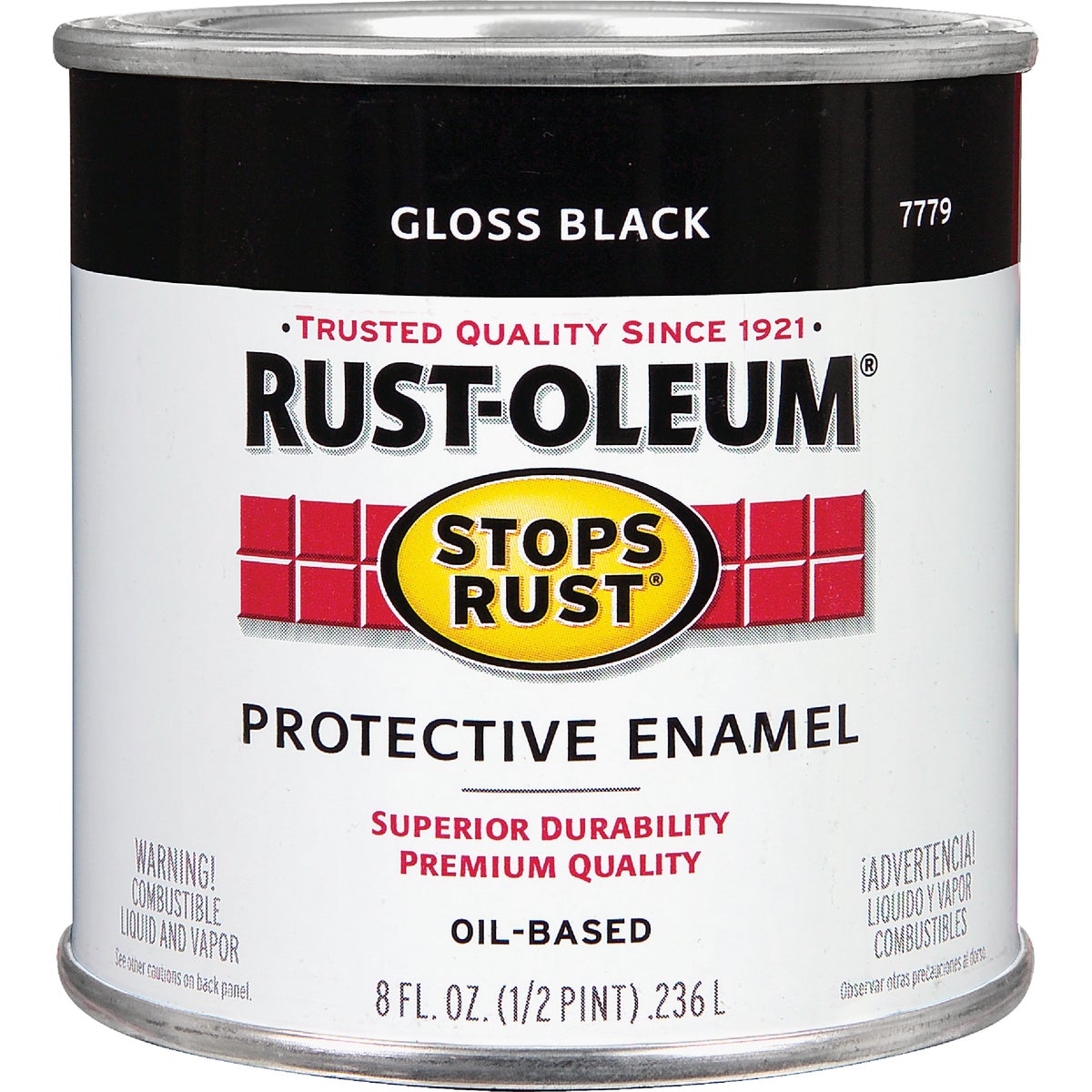 Rust-Oleum Stops Rust Oil Based Gloss Protective Rust Control Enamel, Black, 1/2 Pt.