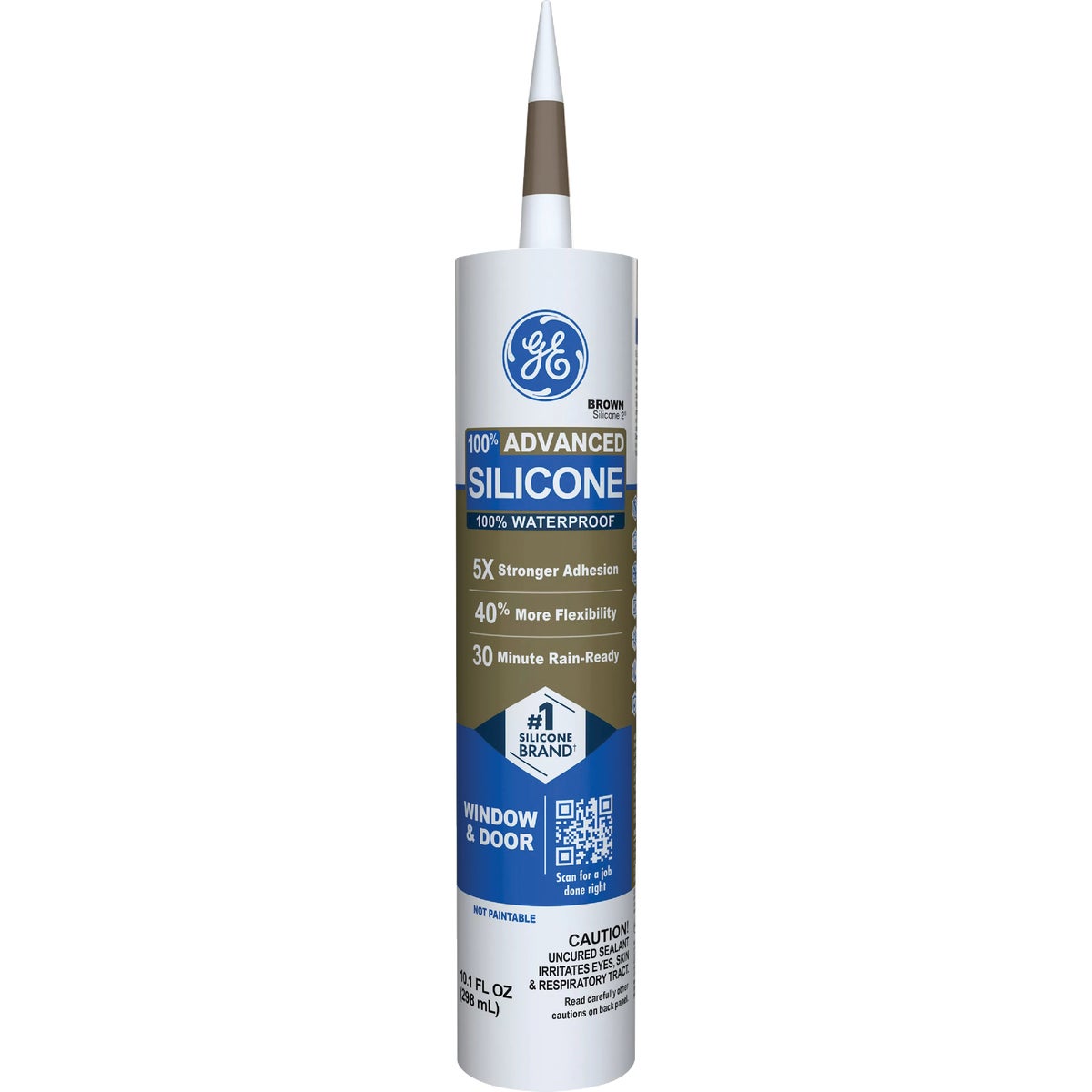GE Advanced Silicone 2 Window & Door Sealant, Brown, 10.1oz