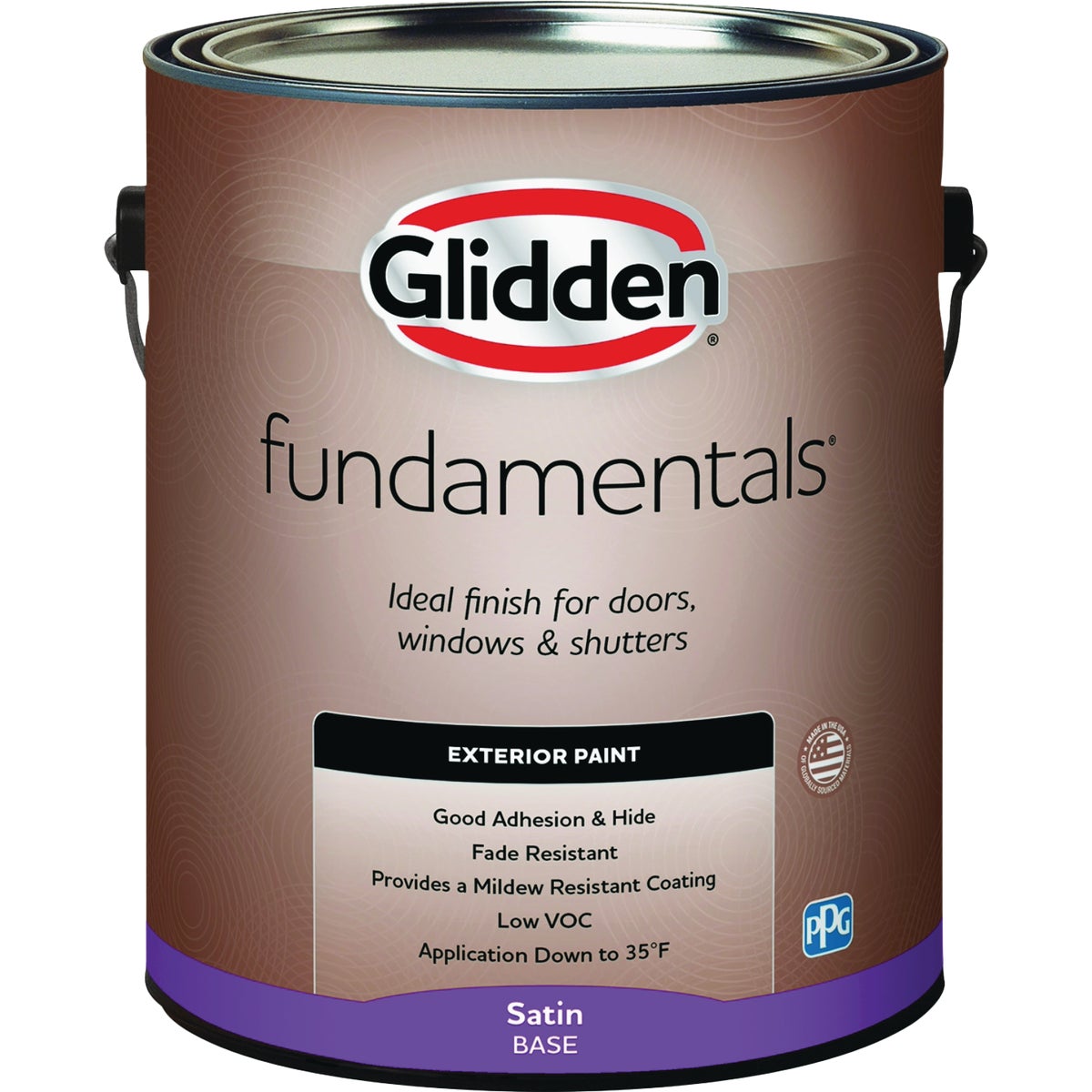 Glidden Fundamentals Exterior Paint Satin White Pastel Base Gallon