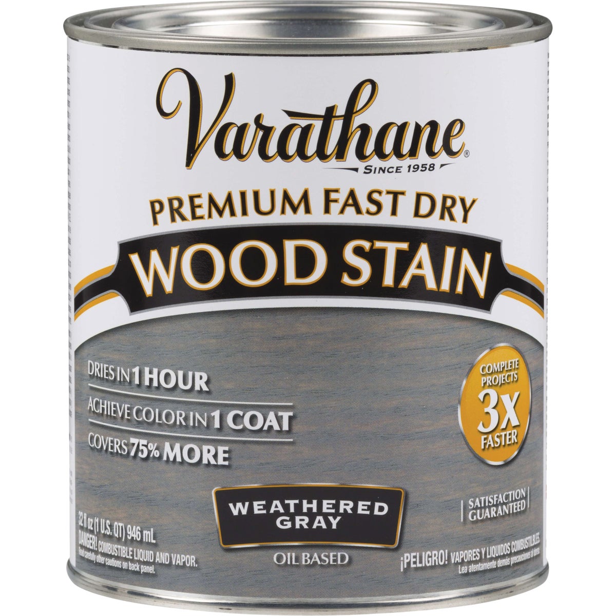 Varathane Fast Dry Weathered Gray Urethane Modified Alkyd Interior Wood Stain, 1 Qt.