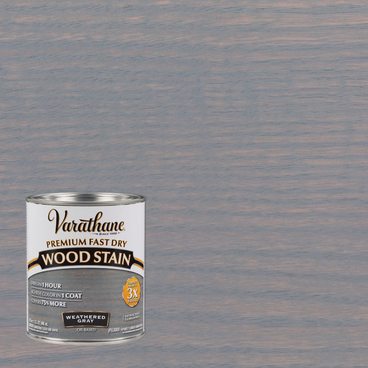 Varathane Fast Dry Weathered Gray Urethane Modified Alkyd Interior Wood Stain, 1 Qt.