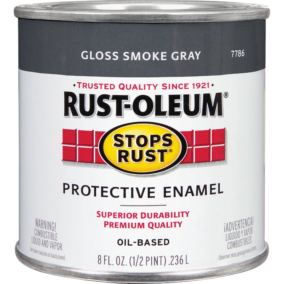 Rust-Oleum Stops Rust Oil Based Gloss Protective Rust Control Enamel, Smoke Gray, 1/2 Pt.