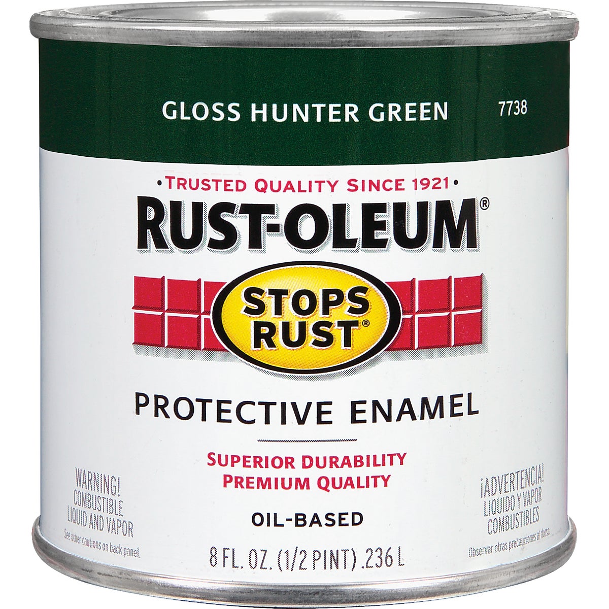 Rust-Oleum Stops Rust Oil Based Gloss Protective Rust Control Enamel, Hunter Green, 1/2 Pt.