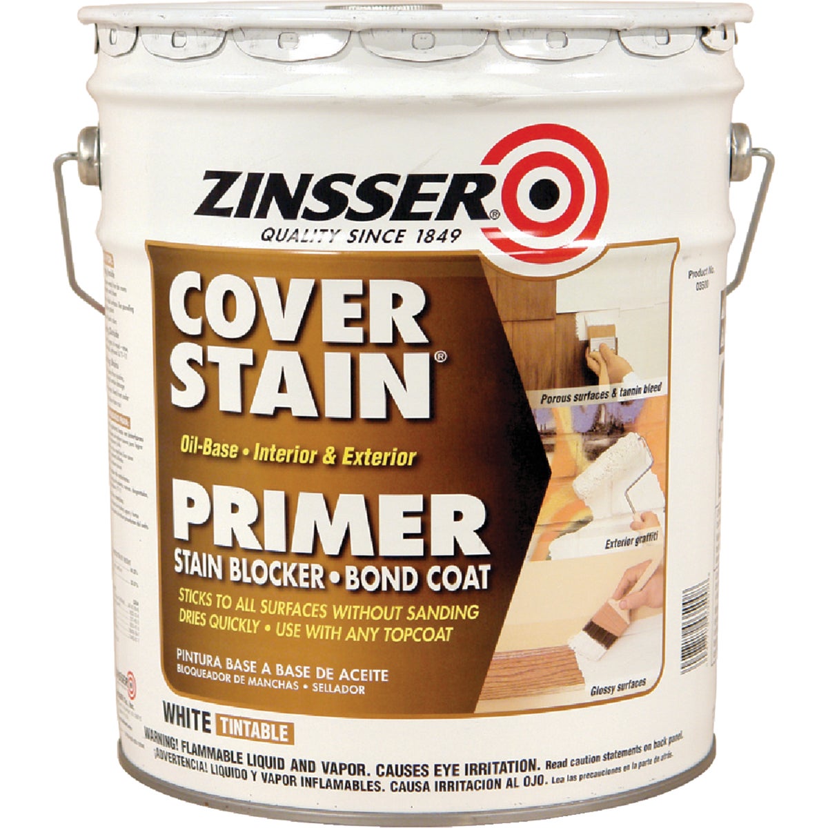 Zinsser Cover-Stain Oil-Base Interior/Exterior Sealer And Stain-Killer Primer, White, 5 Gal.