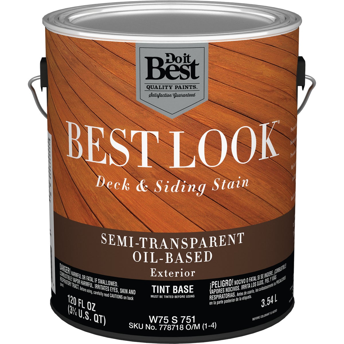 Best Look Oil Based Semi-Transparent Deck & Siding Exterior Stain, Tint Base, 1 Gal.