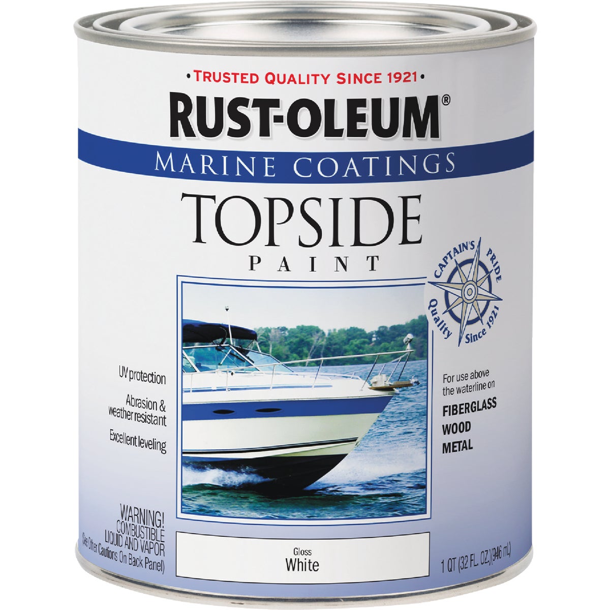 Rust-Oleum Gloss Marine Boat Topside Paint, White, 1 Qt.