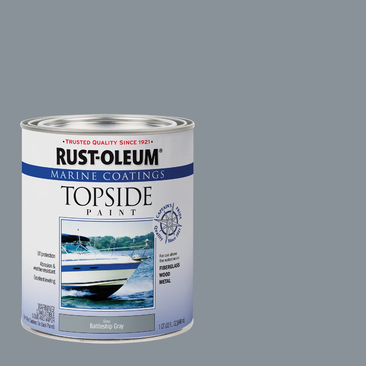 Rust-Oleum Gloss Marine Boat Topside Paint, Battle Gray, 1 Qt.