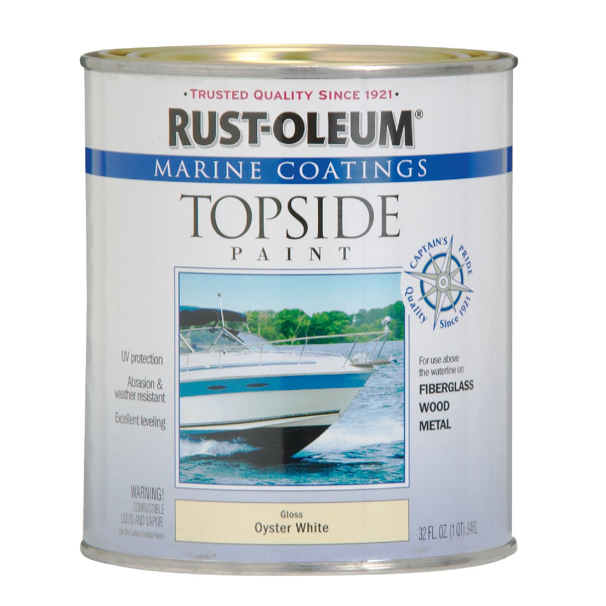 Rust-Oleum Gloss Marine Boat Topside Paint, Oyster White, 1 Qt.