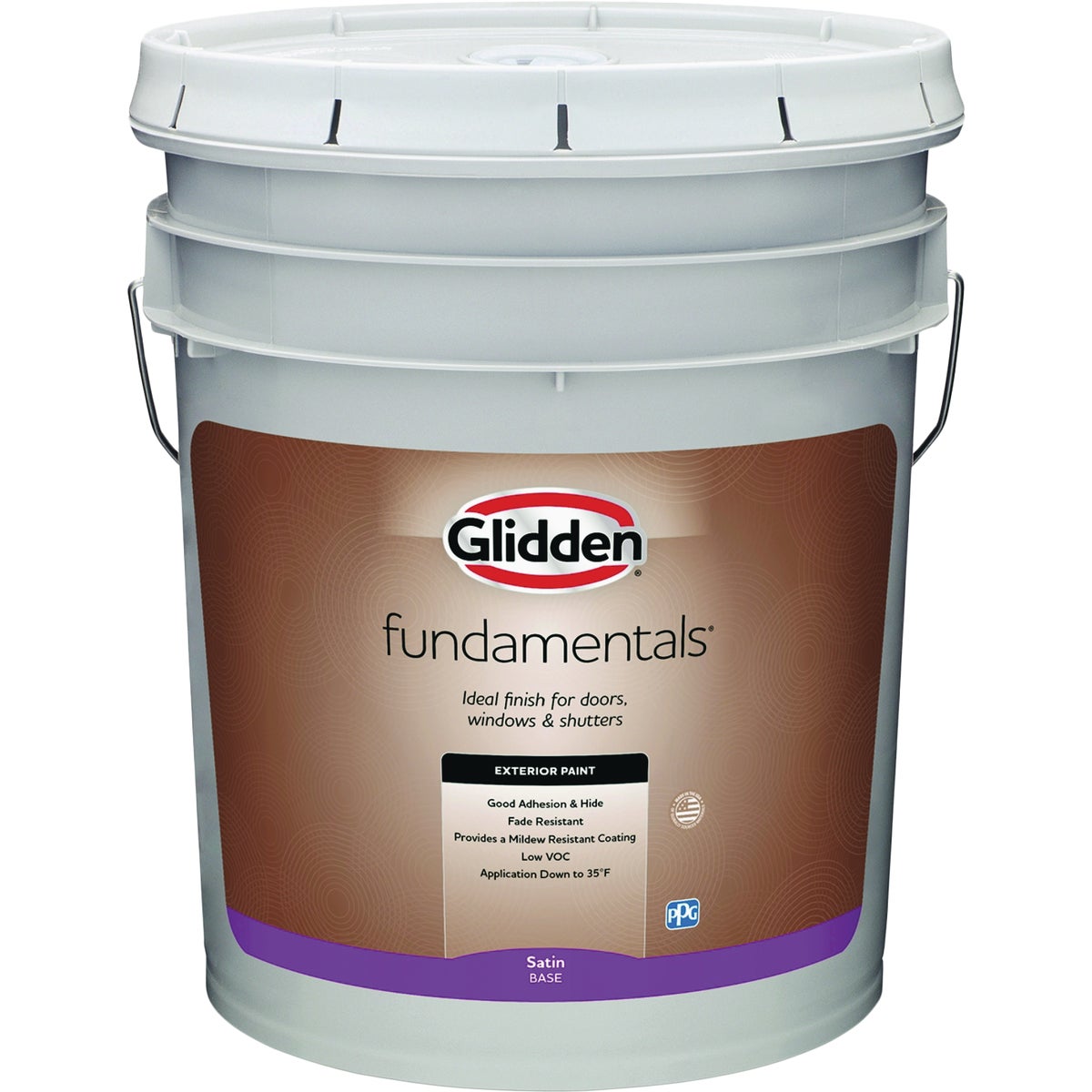 Glidden Fundamentals Exterior Paint Satin White Pastel Base 5 Gallon