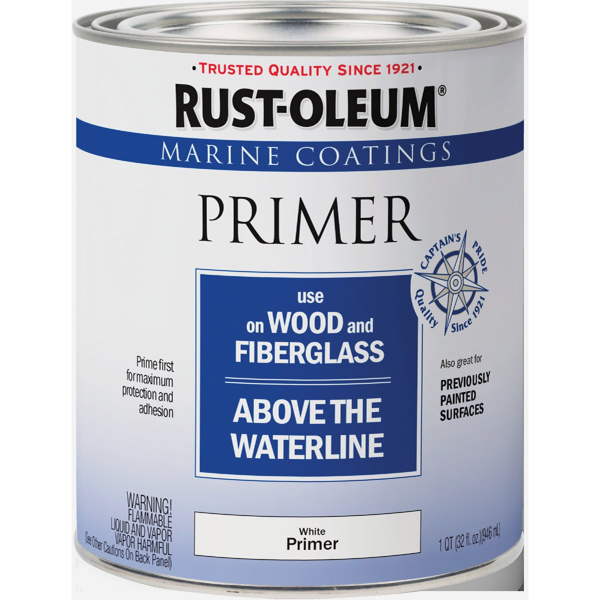 Rust-Oleum Flat Marine Primer, White, 1 Qt.