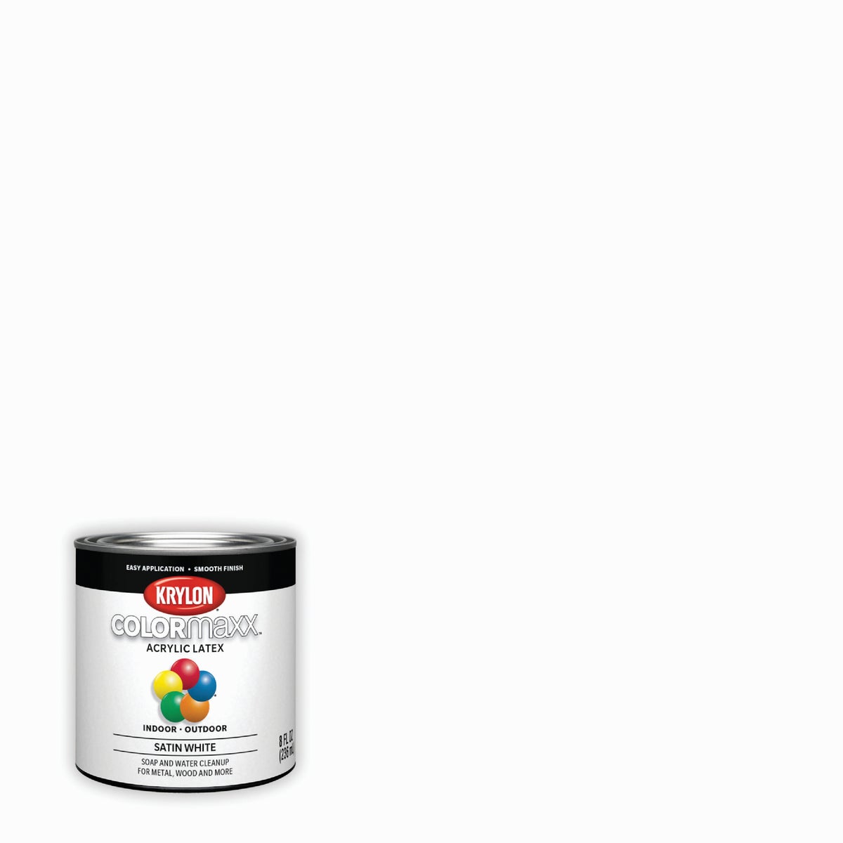 Krylon ColorMaxx Satin Interior/Exterior Wall Paint, White, 1/2 Pt.