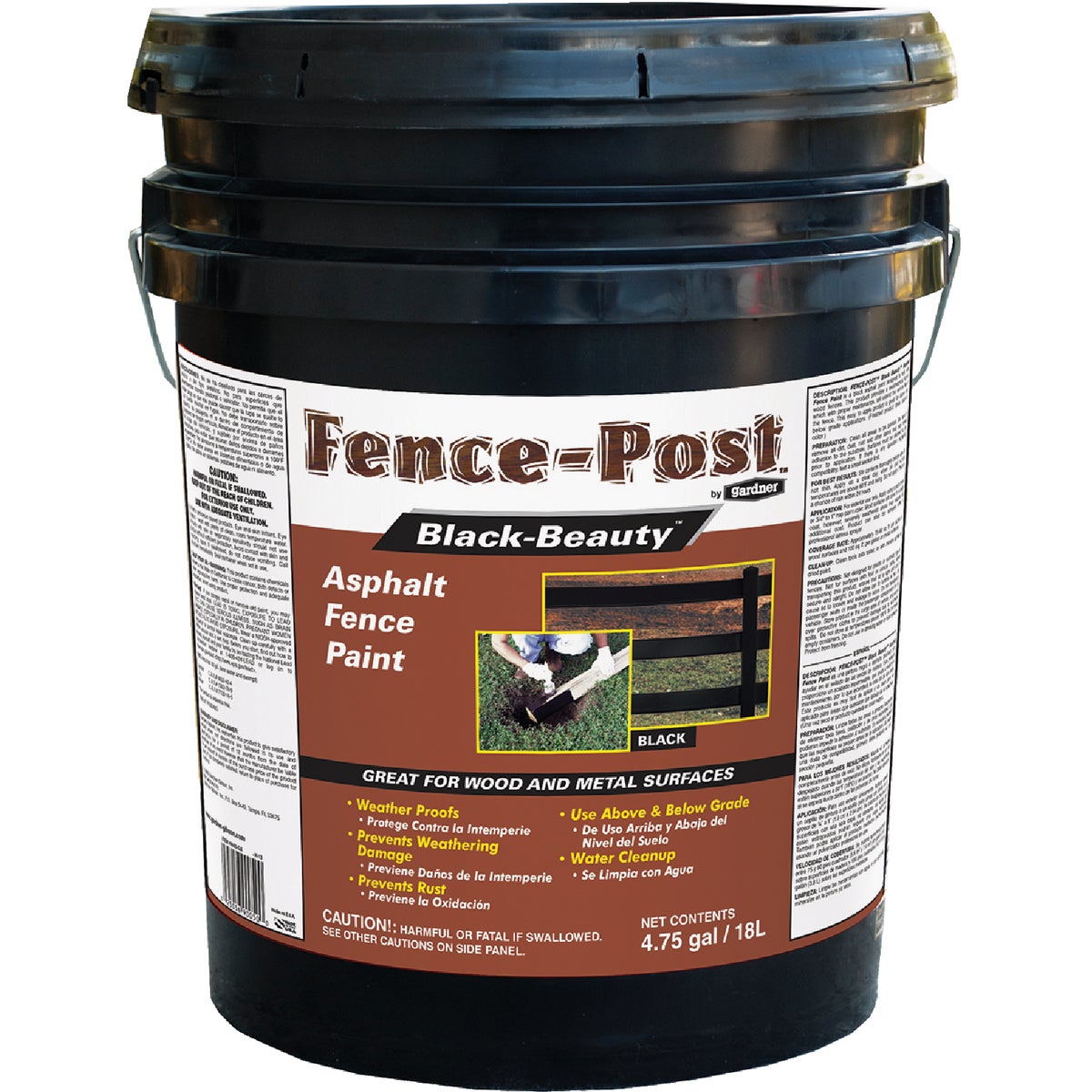 Gardner Fence-Post Black-Beauty 5 Gal. Asphalt Fence Paint