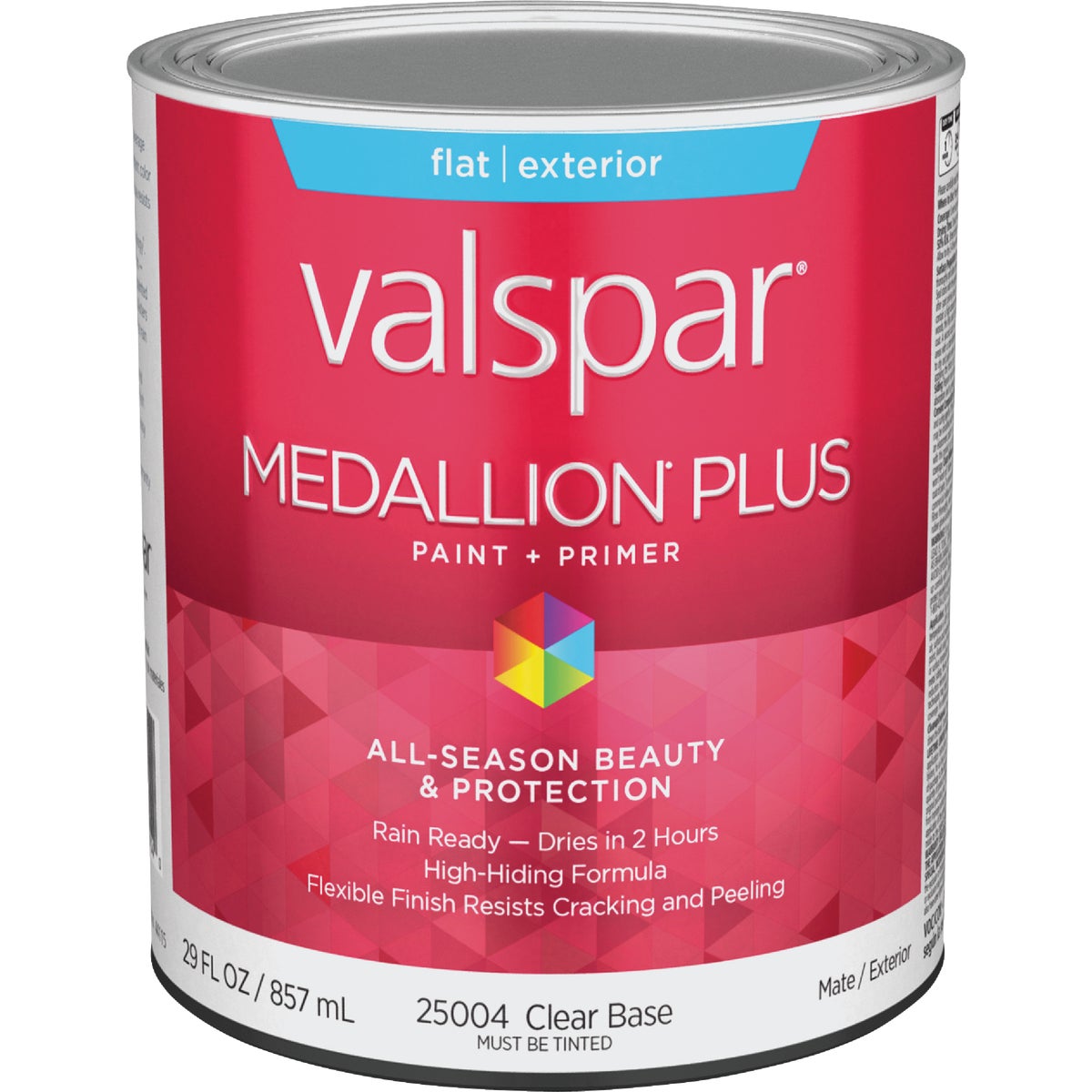  Valspar Medallion Plus Premium Paint & Primer Flat Exterior Paint, Clear Base, 1 Qt.