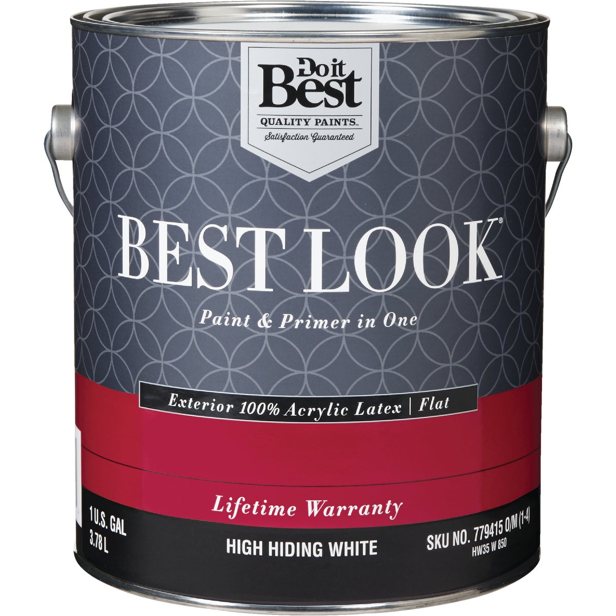 Best Look 100% Acrylic Latex Premium Paint & Primer In One Flat Exterior House Paint, High Hiding White, 1 Gal.