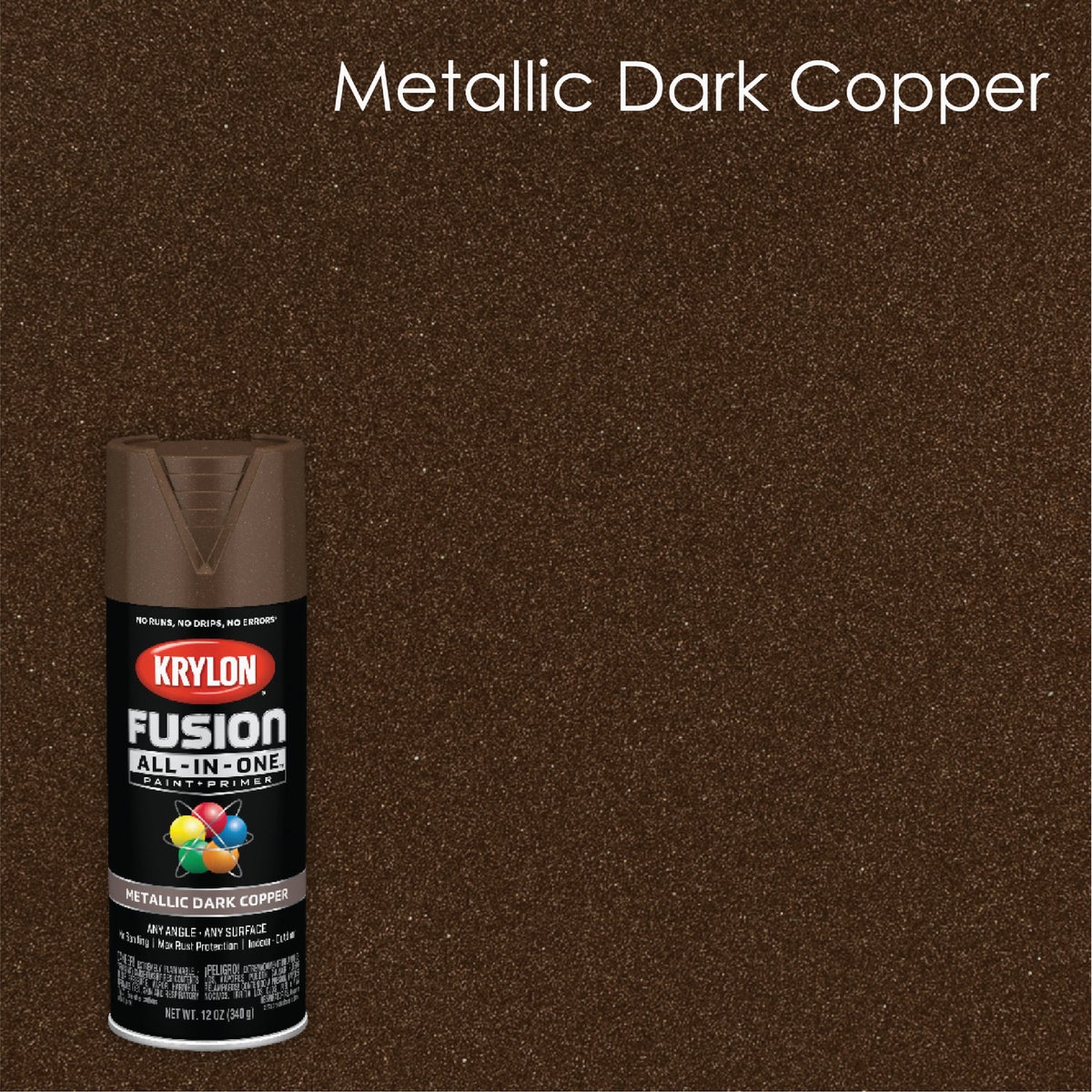 Krylon Fusion All-In-One 12 Oz. Metallic Spray Paint, Dark Copper