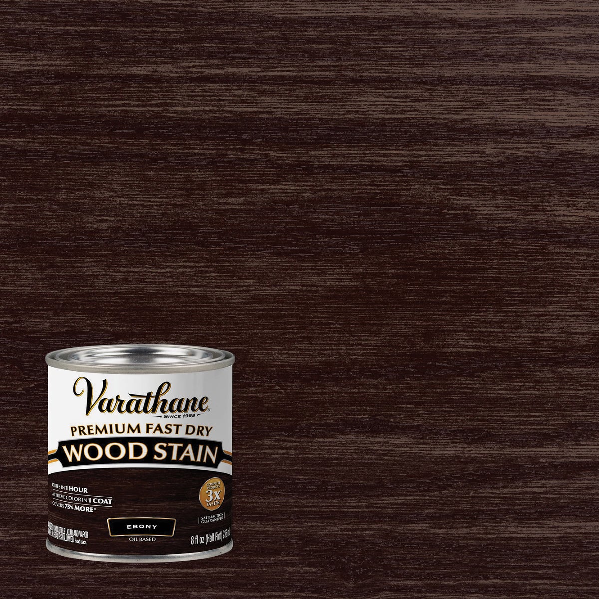 Varathane Fast Dry Ebony Wood Urethane Modified Alkyd Interior Wood Stain, 1/2 Pt.