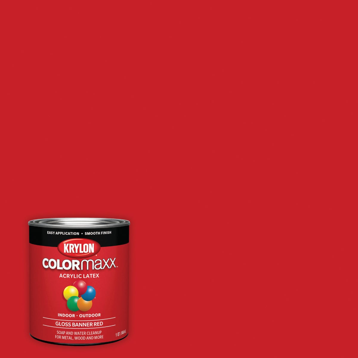 Krylon ColorMaxx Gloss Interior/Exterior Wall Paint, Banner Red, 1 Qt.