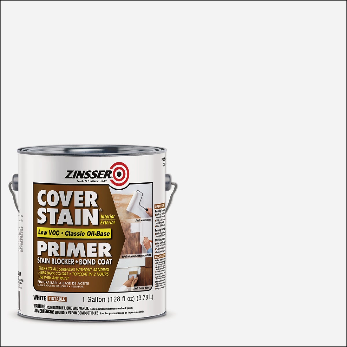 Zinsser Cover Stain Classic Oil-Based 100 Low VOC Interior/Exterior Primer, Flat White, 1 Gal.