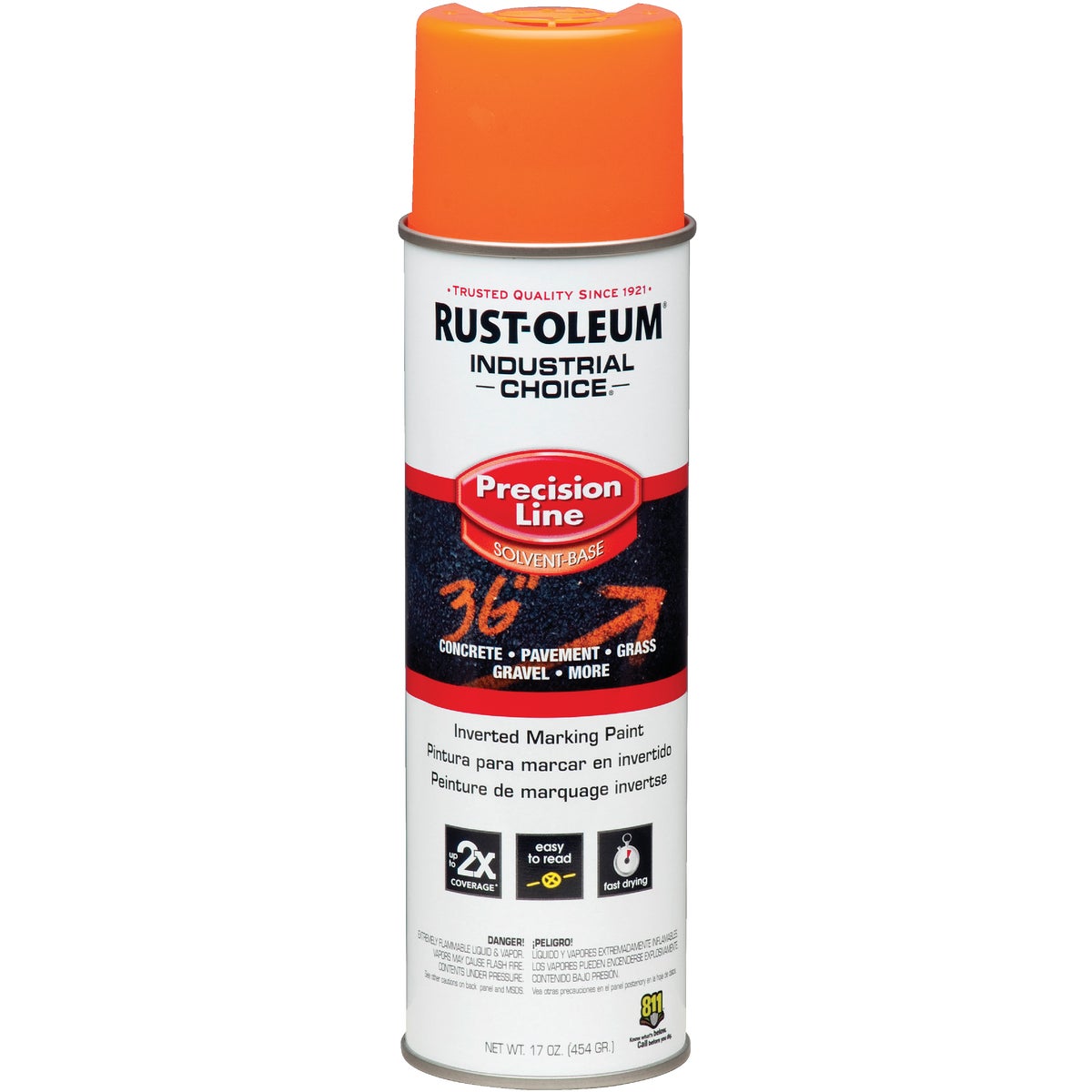 Rust-Oleum Industrial Choice Fluorescent Orange 17 Oz. Inverted Marking Spray Paint