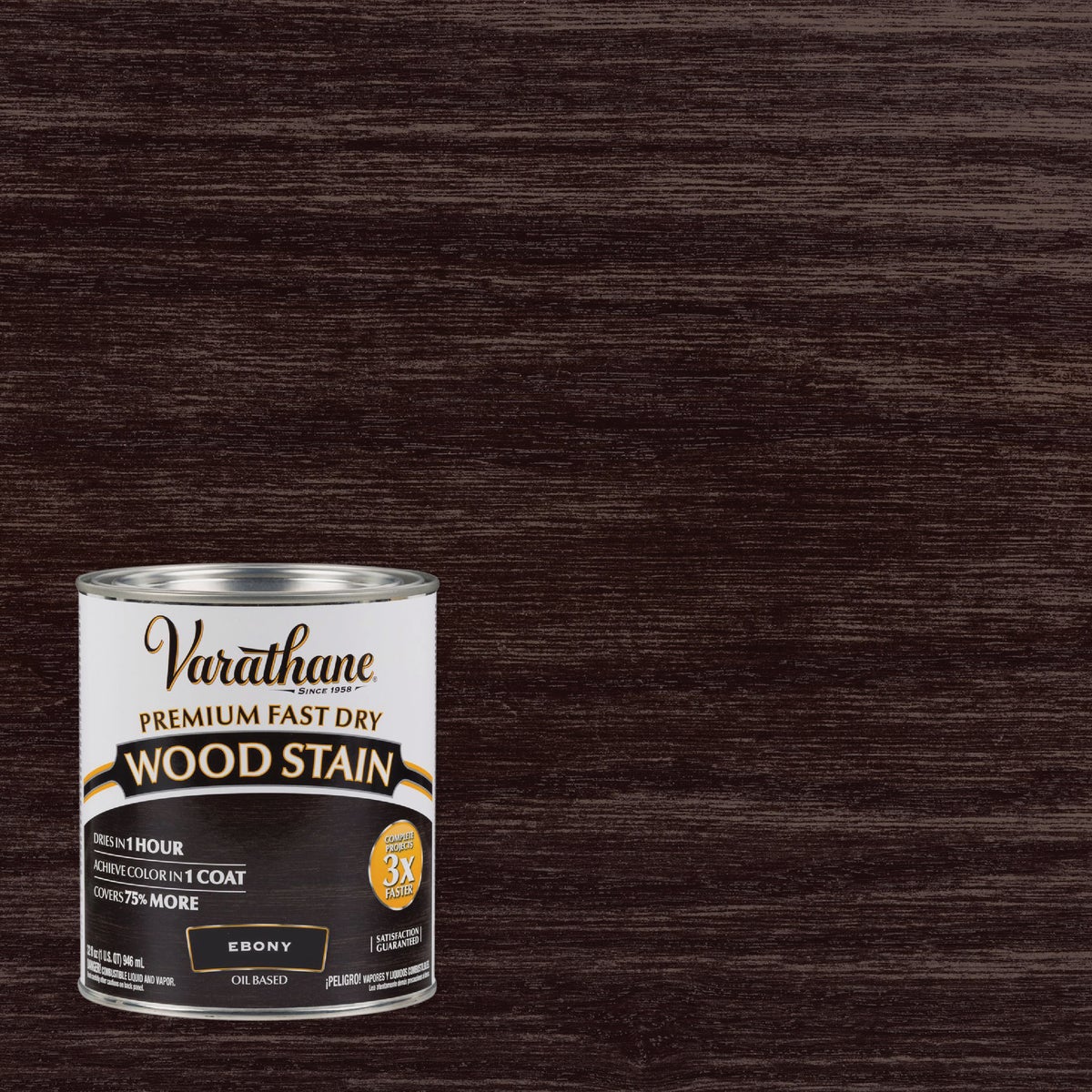 Varathane Fast Dry Ebony Wood Urethane Modified Alkyd Interior Wood Stain, 1 Qt.