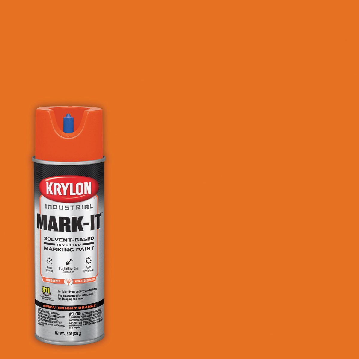 Krylon Mark-It 730608 Industrial SB APWA Bright Orange Inverted Marking Paint
