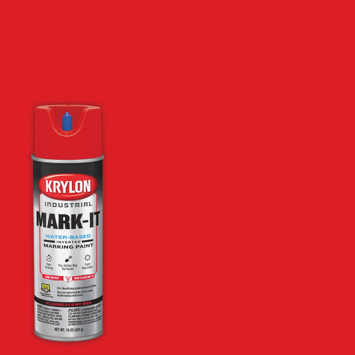 Krylon Mark-It 732408 Industrial WB Fluorescent Red Inverted Marking Paint