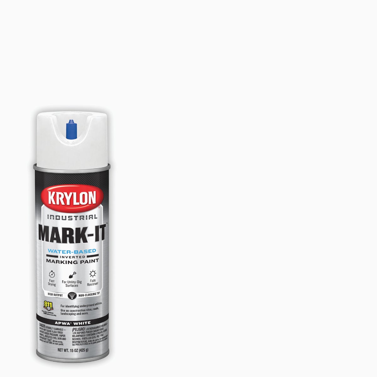 Krylon Mark-It 731608 Industrial WB APWA Brilliant White Inverted Marking Paint