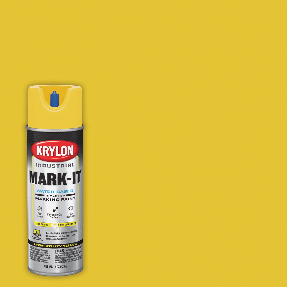 Krylon Mark-It 731708 Industrial WB APWA Utility Yellow Inverted Marking Paint