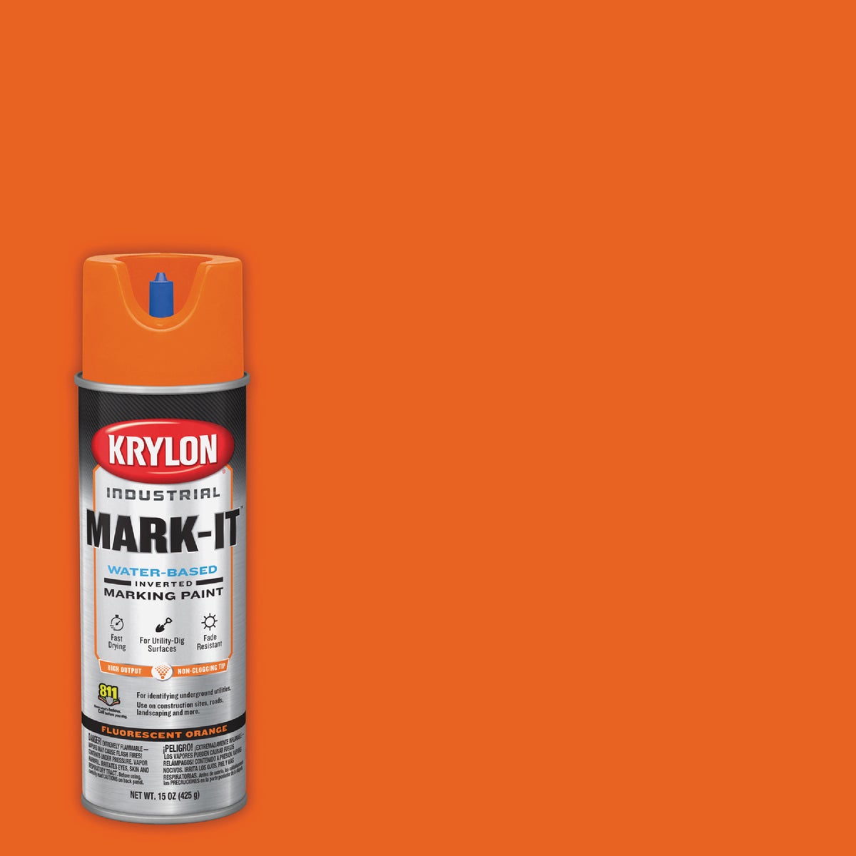 Krylon Mark-It 732008 Industrial WB Fluorescent Orange Inverted Marking Paint