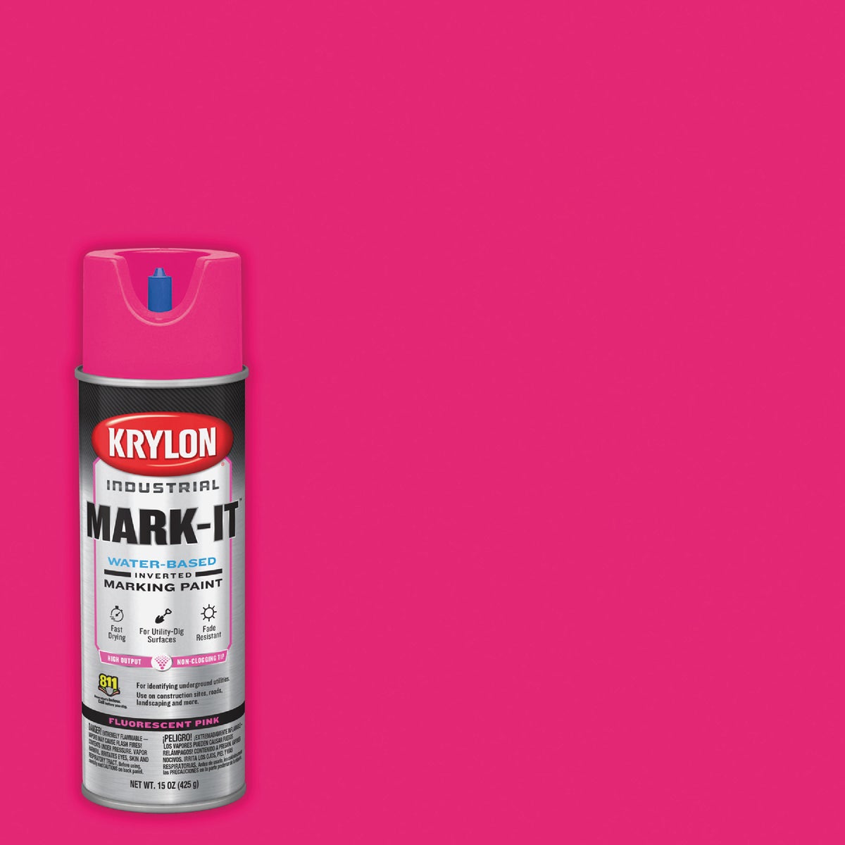 Krylon Mark-It 732308 Industrial WB Fluorescent Pink Inverted Marking Paint
