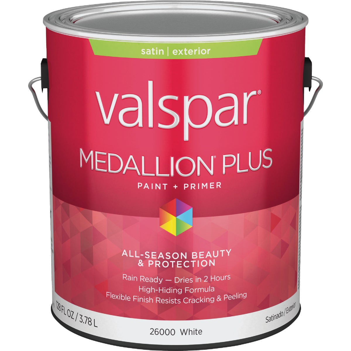  Valspar Medallion Plus Premium Paint & Primer Satin Exterior Paint, White, 1 Gal.