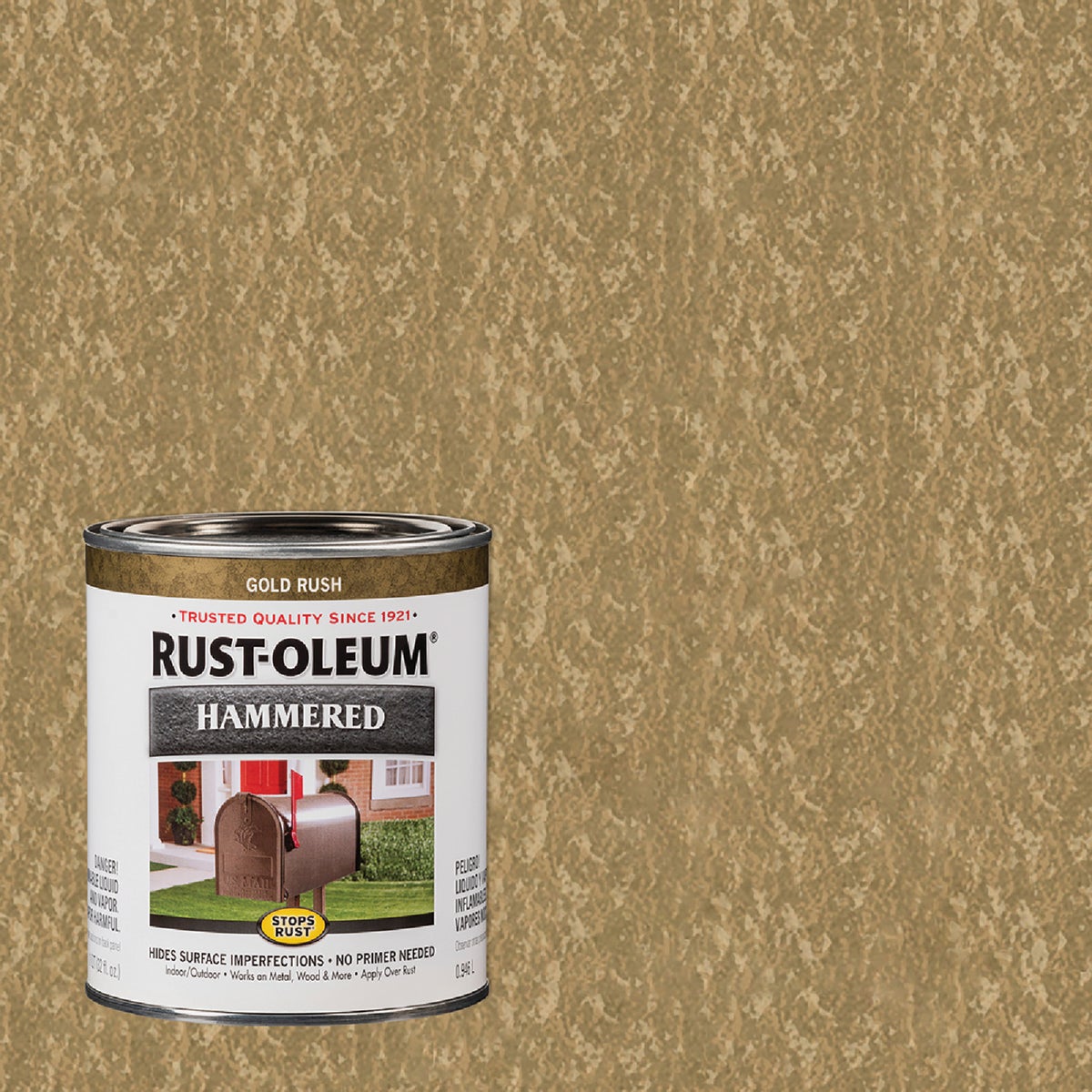 Rust-Oleum Stops Rust Hammered Paint, Gold Rush, 1 Qt.