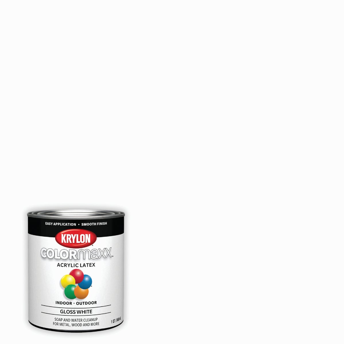 Krylon ColorMaxx Gloss Interior/Exterior Wall Paint, White, 1 Qt.